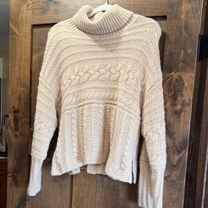 La Ligne Cream Cable Knit Turtleneck Sweater